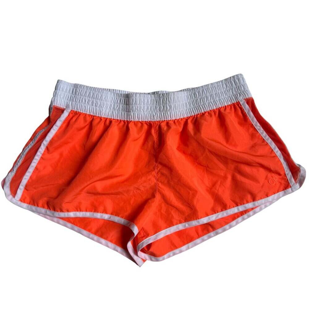OP Neon Orange Retro Style Athletic Shorts with Side Stripes & Mesh - Size 11-13